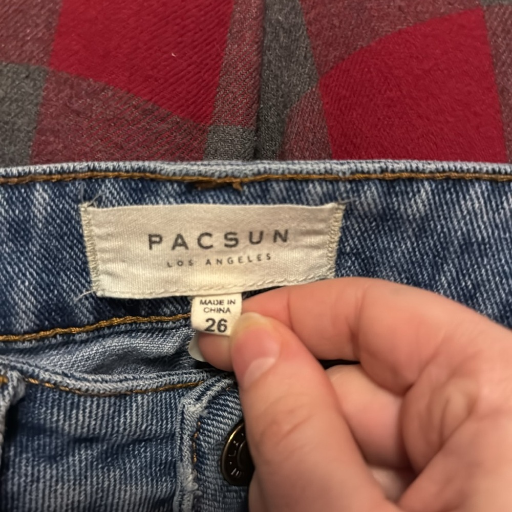 PacSun woman, jean skirt